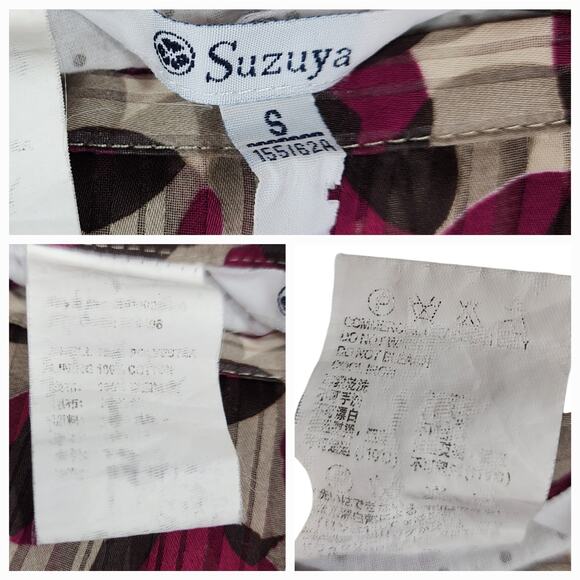 Suzuya A Line Skirt S Women Cherry Red White Layers Leaves Polka Dot Flowy Vtg - Picture 11 of 13